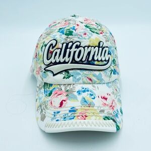 ROBIN RUTH Floral Quilted White Pastel Colors California Baseball Hat